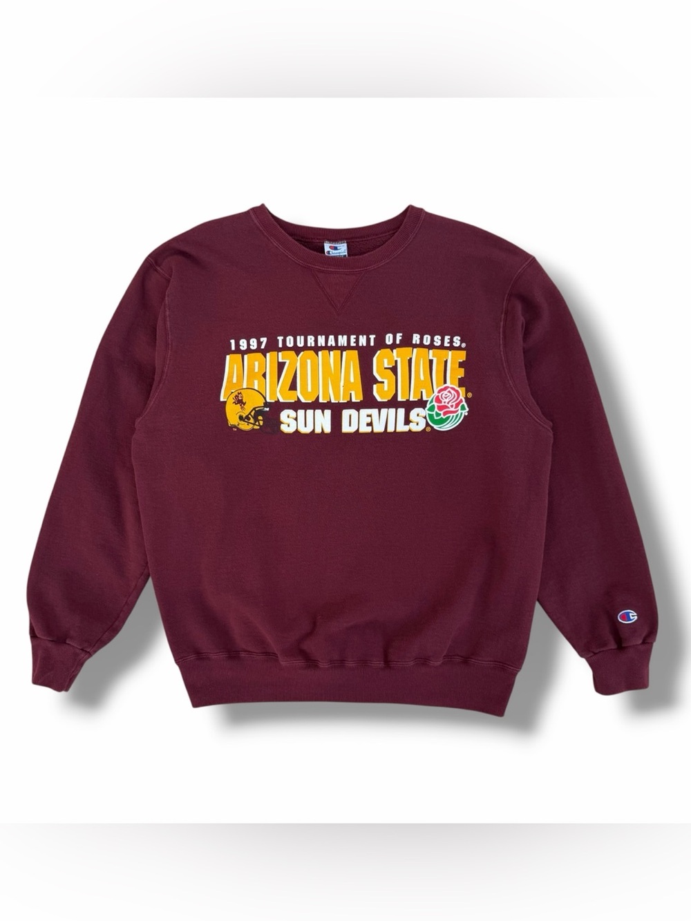 Vintage Champion 1997 Rose Bowl Arizona State Sun Devils Sweatshirt Burgundy XL